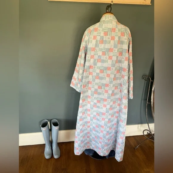 Vintage handmade patchwork Quilted duster Maxi swing coat Jacket sz S-L - Picture 7 of 16